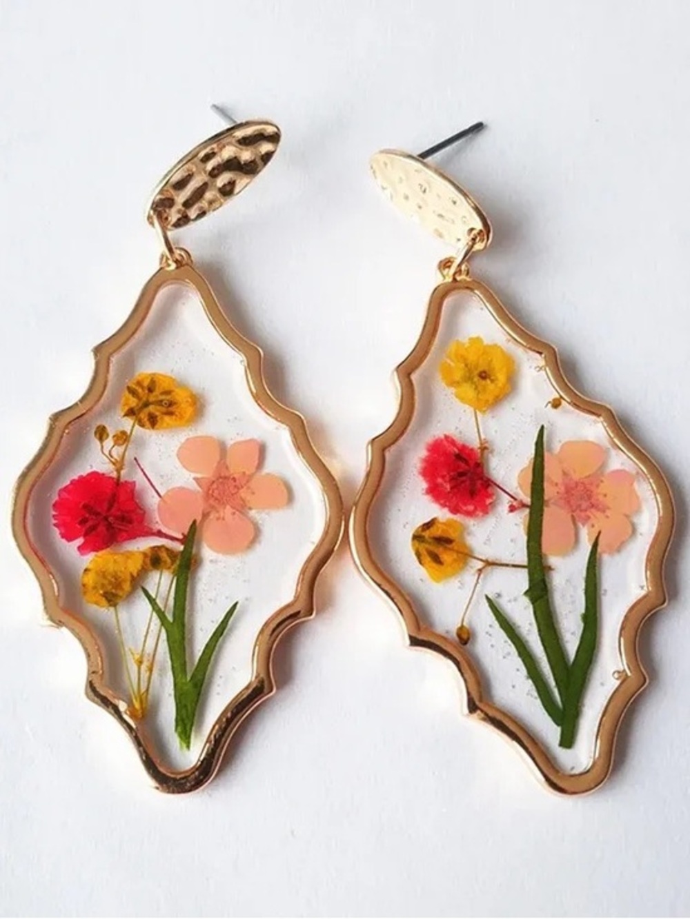 Flower Watercolor Drop Earrings
